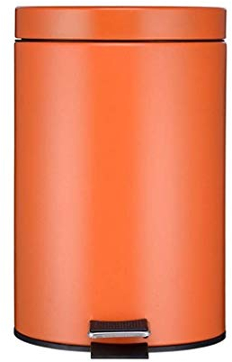 WYRKYP Poubelle Ronde, Poubelle Domestique À Pédale de Couleur Unie Violet Orange 12 Litres Poubelle de Cuisine Poubelles Intérieures/Extérieures,Orange,12L
