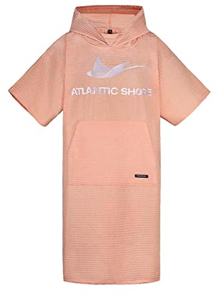 ATLANTIC SHORE | Surf Poncho | Travel Edition aus 100% Baumwolle (Waffelpiqué) | Unisex | Travel für Erwachsene in Peach | Middle (140-174 cm)
