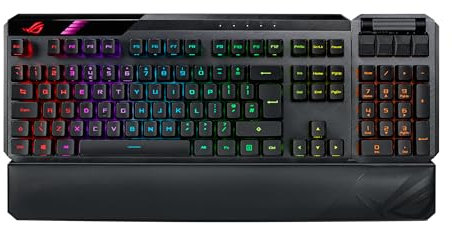 ASUS ROG Claymore II 100% / 80% TKL Wireless RGB Modular Gaming Keyboard, ROG RX Red Switches, PBT Doubleshot Keycaps, Detachable Numpad, Wrist Rest, Media Controls, USB Passthrough-Black, UK Layout