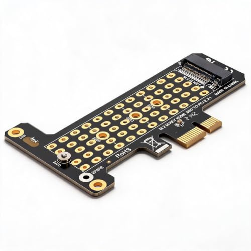 Carte Riser NVMe M.2 vers PCIe X1, Adaptateur NVMe PCIe avec Dissipateur Thermique en Aluminium, Équerre Demi-Hauteur, Carte d'Extension PCI Express 3.0 pour Bureau