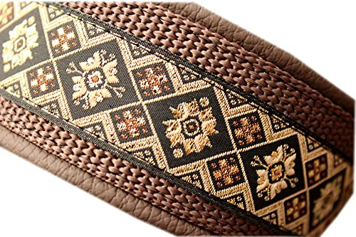 Breites Hundehalsband Leder Braun Schwarz Gold Zugstopp