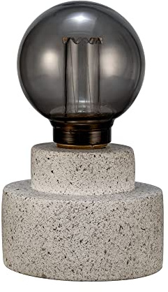 Pauleen 48282 LED Table Lamp Noble Flare Mobile Table Lamp Timer Battery Including 1 x 0.2 Watt Living Room Lamp Grey Concrete Glass 2500 K E27