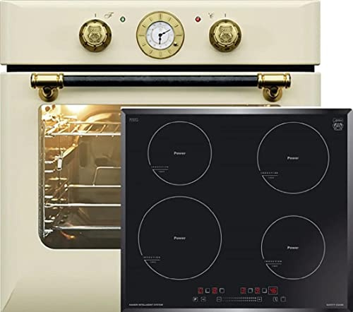Kaiser Herdset Einbaubackofen EH 6432 ElfBE + KCT 6705 F, Elektro, Autark, 68 L, Drehspieß, 10 Funktionen+ 60cm, Einbau Herd, 4 Kochzonen, Power Booster,Full Touch Control