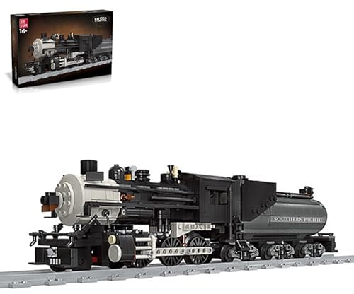 Pasyru Retro Dampfzug Zug Baustein, 1136+Teile City Dampfzug Zug Modell Bauset mit Schienenset, Kreative Geschenk für Jugendliche und Erwachsene
