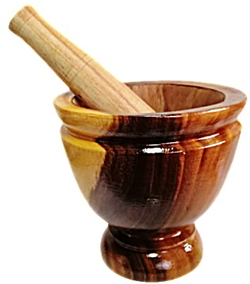 POPPIP H8XW8 Zoll Holz Mörser & Stößel Set Thai Chamchuri Holz Grinder Crusher Küchenwerkzeug zum Mahlen von Kräutern Knoblauch Chili Paste Papaya Salat Somtum Mixer Curry NAM Prik Mixing Sauce