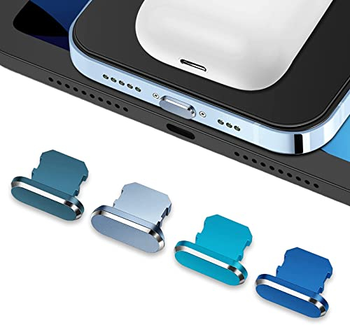 4 Stück Staubschutz Stecker Kompatibel mit iPhone 13 Metall Staubstecker Stpsel Aufladen Schutzkappe Staubstopfen Kompatibel mit iPhone 7, 8, 11, 12, 13 Pro Max, XR