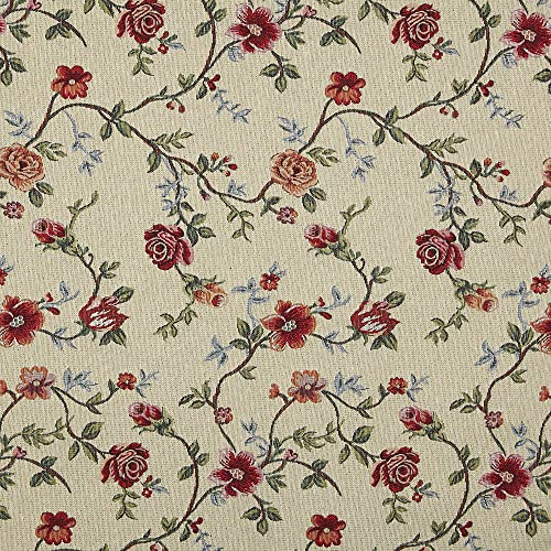 Kt KILOtela - Polsterstoff, Jacquard Gobelino, Polsterung, Dekoration, Breite 280 cm, Länge zur Auswahl 50 in 50 cm | Rosal, Blumen Bilbao - Rot, Blau, Grün