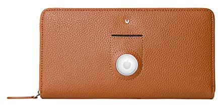MAGATI Lady Wallet NARI mit AirTag Case - Geldbörse mit Münzfach für Damen - Geldbeutel aus veganem Premiumleder mit RFID-Schutz - Platz für Smartphone ohne Fundservice, Cognac