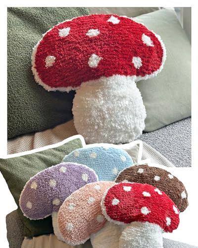Dreamstall Pilz-Überwurfkissen, dekoratives Kissen, niedliche Dekoration, 40,6 x 40,6 cm, Rot