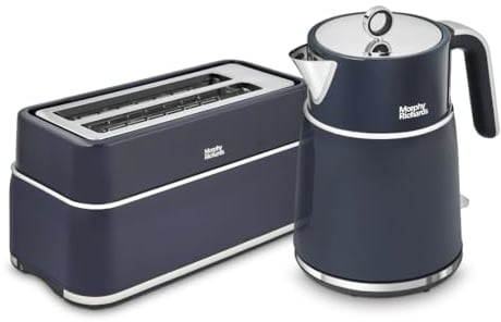 Morphy Richards Signature Kettle and Toaster Set, 1.5L Fast Boil Matte Finish Signature Kettle, 2 Slot Variable Browning Toaster, Matching Set, 3KW/1750W, Blue, 100703 | 245703