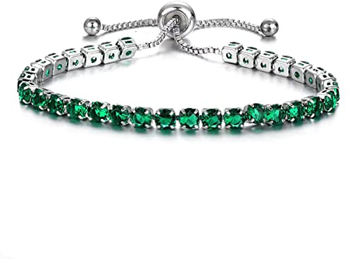 CCAIPU Bracciale da donna Bracciale con strass Zirconia placcata oro 18k Bracciale classico da tennis da donna Regali per ragazze (Grün, Legoerimg)