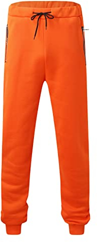 Jogginghose Herren Trainingshose Slim Baumwolle Fitness Lang Sporthosen Männer Laufhose Sweatpants Cargohose Outdoor Hosen Freizeithose Hose mit Taschen Schnittschutzhose Herren Orange M