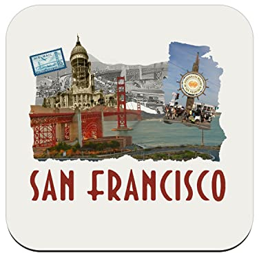 Untersetzer aus Kork – San Francisco Vintage Reise USA Postkarte – 6 Stück (95 x 95 mm)