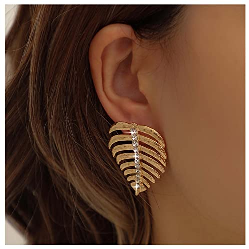 Allereya Vintage Metall Blatt Ohrringe Übertrieben Monstera Blatt Tropfen Haken Ohrringe Gold Cz Blatt Ohrstecker Große Palme Blatt Ohrringe Schmuck Für Frauen Und Mädchen