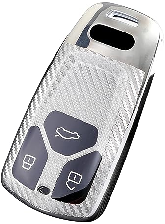 KUNIO Schlüsselhülle Passt für Audi A4 Avant B9 Q5 S LINE S4 RS4 A5 F5 RS5 A6 A7 A8 D5 Q2 Q5 Q7 SQ5 SQ7 TT R8 Hülle TPU Autoschlüssel Schutz SchlüsselCover 3 Tasten Silber