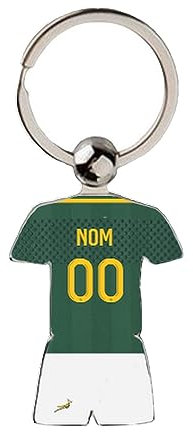 Porte Clé Rugby Afrique du Sud CDM 2023 Maillot Domicile Personnalisable avec Nom et Numéro