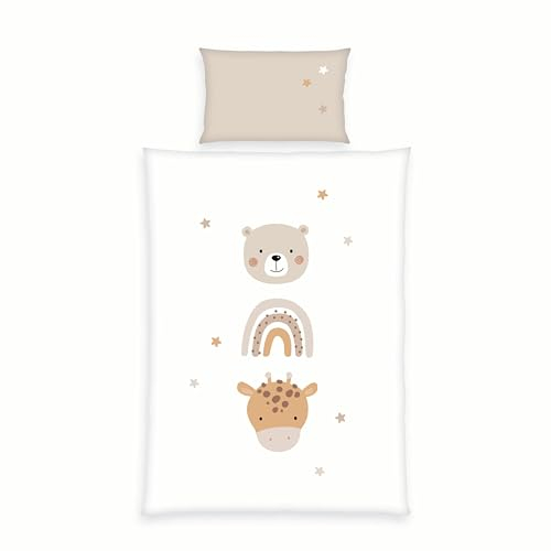 Herding babybest Little Friends Bettwäsche, Kopfkissenbezug 40 x 60 cm mit Hoteleinschlag, Bettbezug 100 x 135 cm, Mit Reißverschluss, 100% Baumwolle/Renforcé, Twin