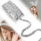 LPAMABA Pailletten Borte,1.5cm*18.5m Paillettenband,Silber Paillettenborte Paillettenbänder Polyester Glitzerborte Pailletten Band Pailletten Glitzerband für Kleid DIY Handwerk Bastelprojekte
