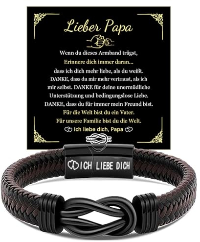 Vatertagsgeschenk Geschenk FüR MäNner Mit Gravur,Gewebtes Leder Armband Papa,Armband Mit Name MäNner Schmuck Das Beste Geschenk FüR Papa Geschenke FüR Vater Geburtstag Hochzeitstag (Lieber Papa)