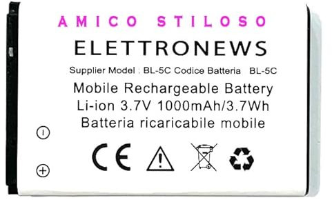 Batteria per Brondi Amico Stiloso nuova produzione 2024 capacità 1000 mAh batteria compatibile pari originale Amico Stiloso BL-5C