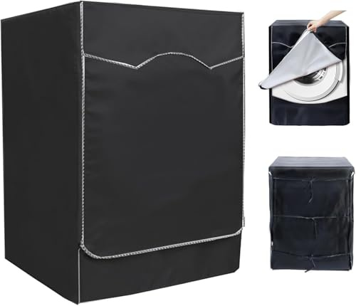 aleawol Washing Machine Cover for Front-Loading Machines, Four-Sided Full | 60x60x85cm Tumble Dryer Cover with Double Zipper, Waterproof and Dustproof Covers for Most Front-Loading Washers and Dryers