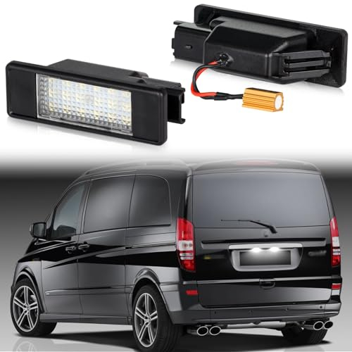 POPMOTORZ LED Kennzeichenbeleuchtung, LED Nummernschildbeleuchtung mit Canbus Fehlerfrei für Mercedes-Benz Viano W639 Vito Bus W639 Vito/Mixto Kasten W639 Sprinter W906, 2 Stück