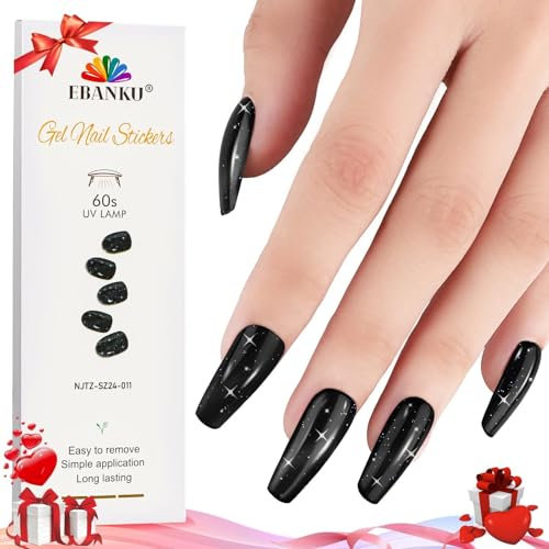 EBANKU Semi-Cured Gel Nail Strips, 24 Pcs Gel Wraps for Nails Stickers, Easy Apply & Remove for Salon-Quality Manicure, French Manicure Stickers with File (UV/LED Lamp Required)