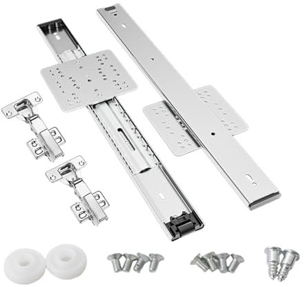 Hidden Flip Up Cabinets Slide Rails Sliders Pocket Doors Sliding Door Hardware Kit for Home Cupboards Household Bookcase, 600mm