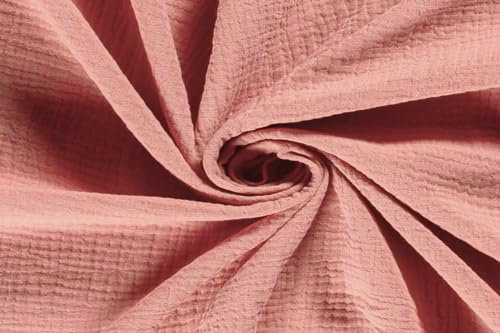 50x130cm Musselin Stoff uni Oeko-Tex zertifiziert Meterware Mulltuch Baumwolle, Farbe:koralle