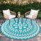 Capslpad Rund Außenterrasse Teppich ∅180cm Wende Picknickmatte Wasserdichter Kunststoff-Strohteppich Boho Innen Außenbereich Teppich für Wohnmobil Hinterhof Balkon Picknick Strand,Teal