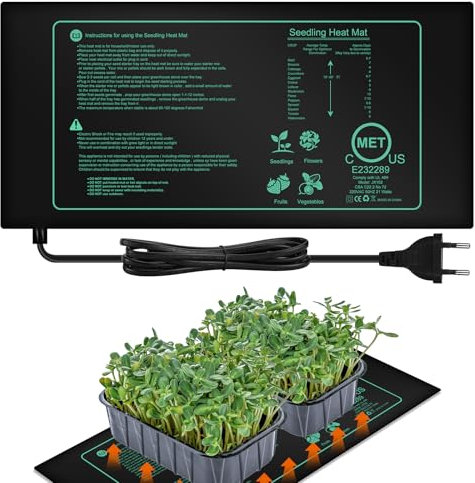 Tapis chauffant pour plantes - 25 cm x 52,5 cm - Tapis chauffant pour reptiles - Pour germination des semis, germination et animaux de compagnie - 21 W - Coussin chauffant pour semis, animaux