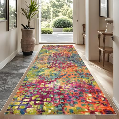 Rutschfeste Maschinenwaschbare Fußmatte 80 x 250 cm flurteppich läufer lang Flurteppich Wohnzimmer Teppich Küchenteppich Läufer für Eingang Küche Schlafzimmer Wohnzimmer, Schmutzfangmatte Innen