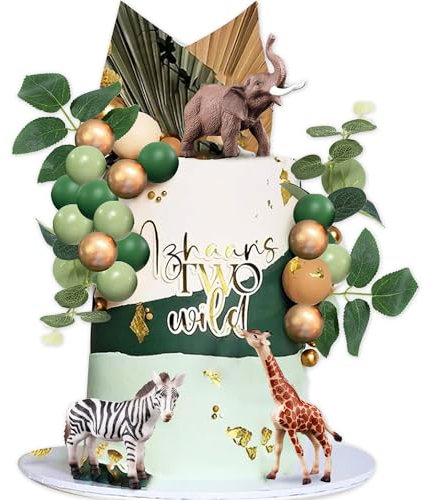 Wild Safari Animals Cake Topper Jungle Animal Figure Picks Jungle Wild One Animals Cake Decorations for Baby Shower Safari Birthday Party