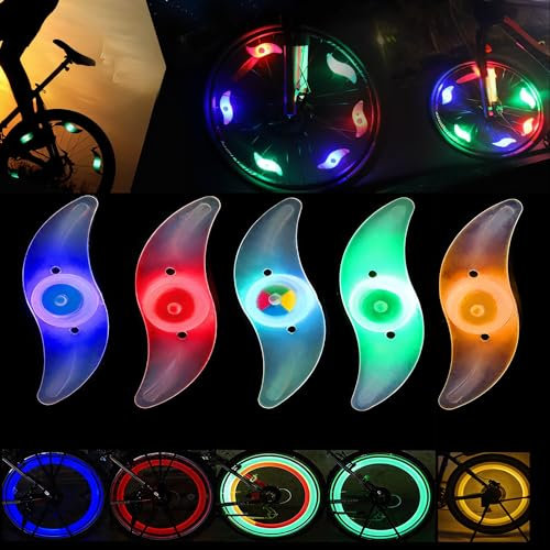 Luz LED para Rueda de Bicicleta,5PCS LED Para bicicleta Lampara Neon con 3 Modos ,Luz LED para radios de bicicleta Luz para seguridad en bicicleta para MTB,VTC,Bicicletas para Adultos y Niños