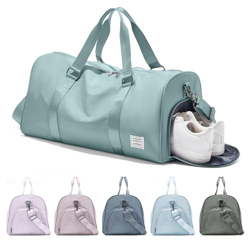 suradar Bolsa Gimnasio Deportiva Mujer Hombre Bolsa Deporte Bolso de Gimnasio con Compartimento Zapatos y Pocket Wet Bolso Fitness Bolsas de Deporte Mujer para Piscina Gym Bag Women Azul Claro