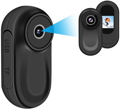 LXMIMI Cámara de Acción, Cámara Deportiva 120° Cámara de Casco Mini Cámara de Video Corporal con Pantalla de 0.59'', Cámara de Acción soporta Visión Nocturna Automática para Moto y Bicicleta (Negro)