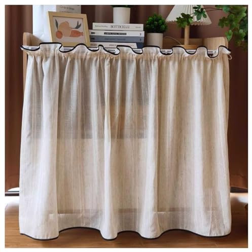 XYUERU Kleiderschrank Sichtschutz Vorhang,Vorhang Unter Dem Waschbecken,BüCherregal Kurzer Vorhang,Landhausstil Fenstervorhang Privatsphäre Türvorhang für Regale,Fenster,Wohnzimmer(100x150cm)