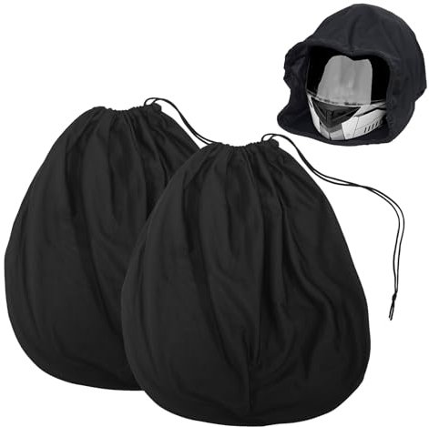 ANTREATU 2 Pack Motorcycle Helmet Bag with Drawstring, Ski Helmet Bag - 44cm x 42cm Motorbike Helmet Cover, Durable Polyester Fleece Cover for Motorcycle, Bicycle, Equestrian, Hockey & Ski Helmets