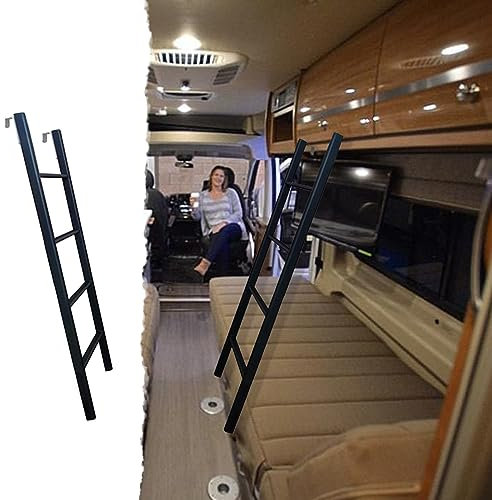 Hochbett Leiter Ersatzleiter Etagenbett für Wohnheime, Dachboden, Wohnmobil – 4 Stufen/5 Stufen, Ersatz-Trittleiter für Dachboden, Schwarze Aluminium-Bettseitenleiter, bodenstehend