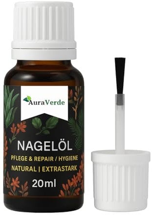 AuraVerde® Nail Oil Care & Repair Extra Strong Tea Tree Oil & Oregano Natural Premium 20 ml Made in Germany Vegan Formula