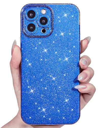 Svanove for iPhone 11 Pro Max Case Glitter, Sparkly Girly Cute Bling Sparkle Shiny Shimmer Bright Phone Case for Women Girls, Glittery Thin Slim Jelly Soft Silicone Rubber Gel Plastic Cover, Neon Blue