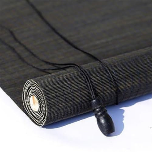Stores Enrouleurs Occultants en Bambou De 50 À 160 Cm De Large, pour Fenêtres, Portes Et Terrasses Extérieures, Stores Enrouleurs De Style Rétro, Stores Romains Personnalisables(Noir)