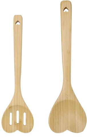 Kochlöffel Holz Herz Set 2er-Set Holzkochlöffel aus Akazienholz mit Gravur & personalisiert Geschenk zur hölzernen Hochzeit, romantisch & nachhaltig für Paare & Valentinstag