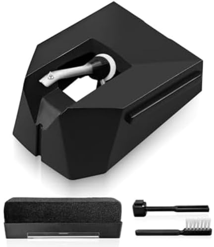 HEBEOT Plattenspieler-Nadel mit Reinigungsset für AT-LP120X Plattenspieler VM95 Serie Patrone für AT-VMN95E für Audio-Technica Ersatz (schwarz)