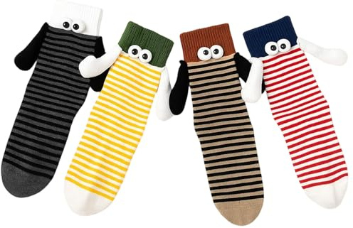 JcvPot Socken Mit Magnetischen Händen, 4 Paar Lustige Magnetsocken Für Paare Und Freunde, Ideal Als Geschenk Für Valentinstag Und Geburtstage, Magnetische Socken Mit Händen Zum Halten