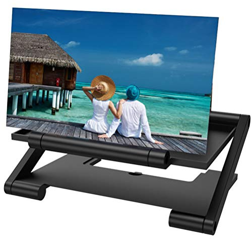 Gonetre Foldable Screen Magnifier 3D HD Mobile Phone Screen Enlarger Portable Stand for Movies Videos Anti Blue Light Eye Protection Compatible with 4.0 6.0 Inch Smartphones Black White (Black)