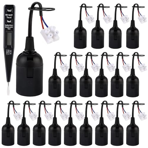 20 Stücke Lampenfassung E27, Renovierfassung Lampenfassung E27 mit Kabel 250V 4A mit VDE-Spannungsprüfer, Fassung Baustellenfassung Baulampenfassung Ersatzfassung
