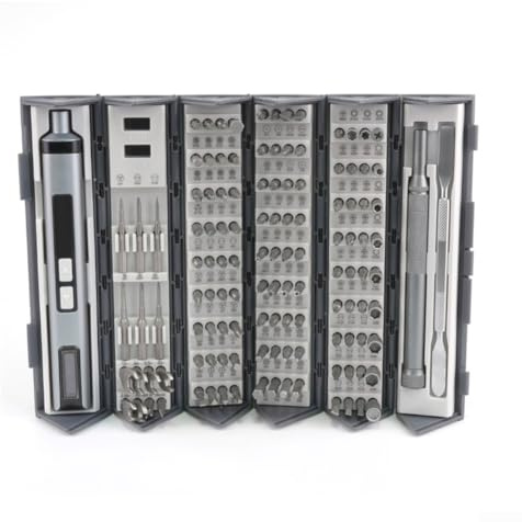 Todikaper Electric Screwdriver Kit 126 in 1 with Chrome Vanadium Steel Precision Bits, Dual Handle Combines Manual and Electric Power, Magnetic Screw Holding Feature, Roll Up Storage Case
