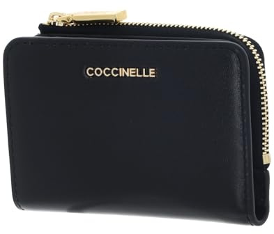 Coccinelle Leder Kartenetui Metallic Shiny Smooth Leather Card Holder Noir schwarz