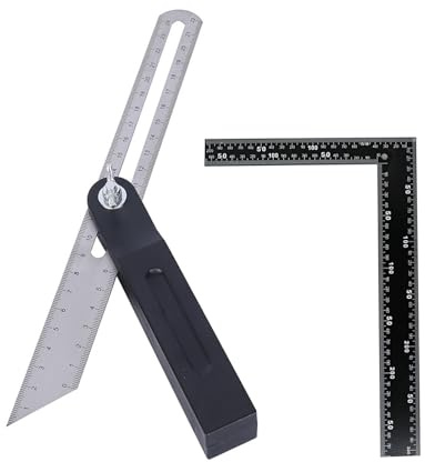 2 Tischlerwinkel 200mm Schreinerwinkel Verstellbar Multifunktional Winkelschmiege Edelstahl Schmiege Anschlagwinkel für Holzarbeiter und Handwerker Geeignet